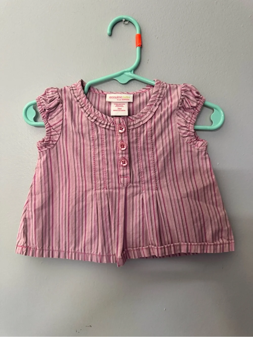 Vintage OshKosh B'gosh Pink Striped Sleeveless Baby Top
